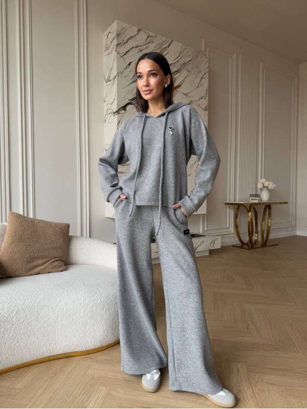 Теплий жiночий костюм з ангори графiтового кольору 35702
