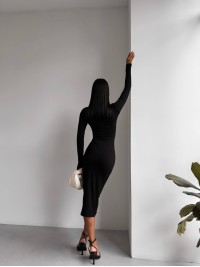 Вечiрня сукня міді чорного кольору 35715