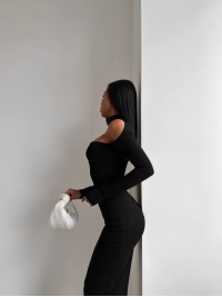 Вечiрня сукня міді чорного кольору 35715