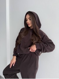 Жіночий костюм iз плюшевого флісу коричневого кольору 35716