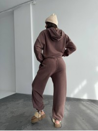 Жіночий костюм iз плюшевого флісу кавового кольору 35718