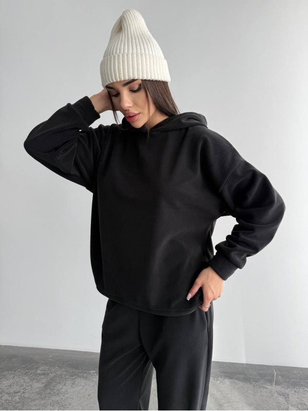 Жіночий костюм iз плюшевого флісу чорного кольору 35719