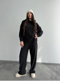 Жіночий костюм iз плюшевого флісу чорного кольору 35719