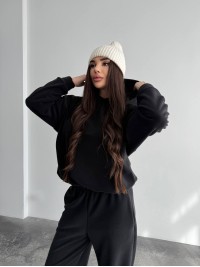 Жіночий костюм iз плюшевого флісу чорного кольору 35719