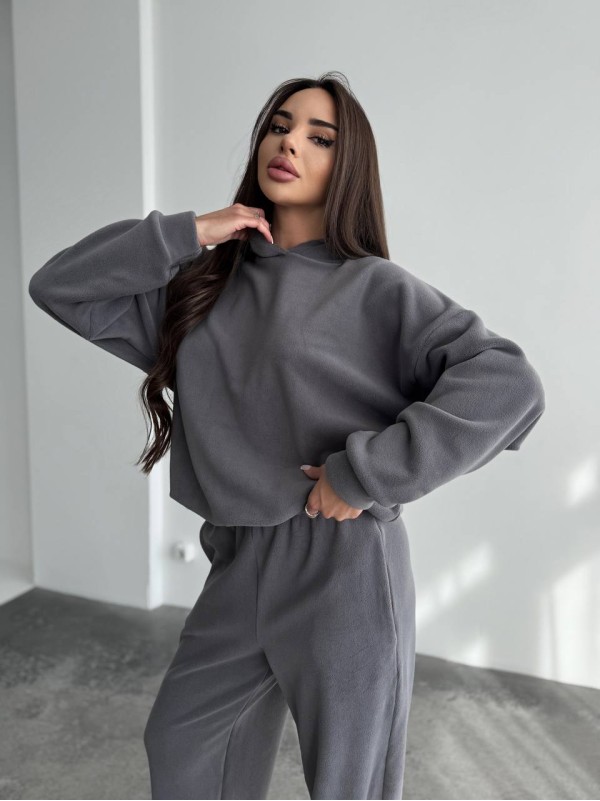 Жіночий костюм iз плюшевого флісу сiрого кольору 35720