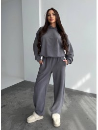 Жіночий костюм iз плюшевого флісу сiрого кольору 35720