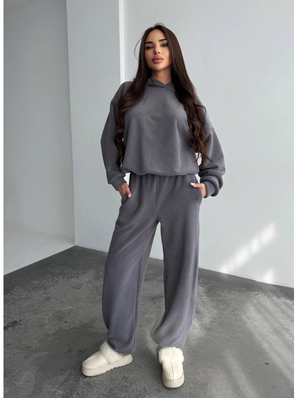 Жіночий костюм iз плюшевого флісу сiрого кольору 35720