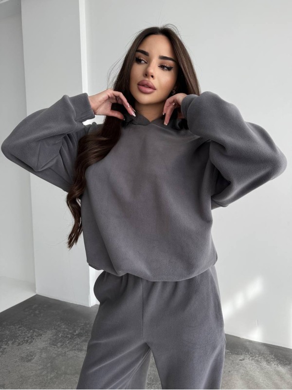 Жіночий костюм iз плюшевого флісу сiрого кольору 35720