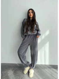 Жіночий костюм iз плюшевого флісу сiрого кольору 35720