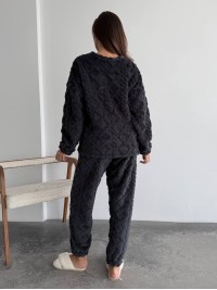 Жіночий теплий домашній костюм графiтового кольору  35725