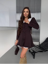 Комбінована сукня міні+шорти коричневого кольору 35730