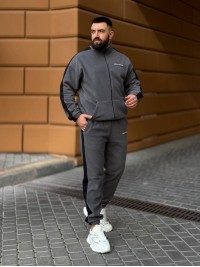 Теплий чоловічий костюм на змiйцi з флiсу графiтового кольору 35731