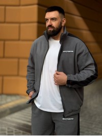 Теплий чоловічий костюм на змiйцi з флiсу графiтового кольору 35731