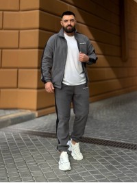 Теплий чоловічий костюм на змiйцi з флiсу графiтового кольору 35731