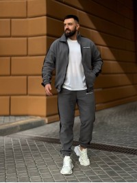 Теплий чоловічий костюм на змiйцi з флiсу графiтового кольору 35731