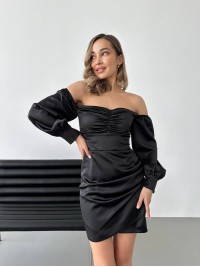 Вечірня сукня міні з вiдкритими плечима чорного кольору 35736