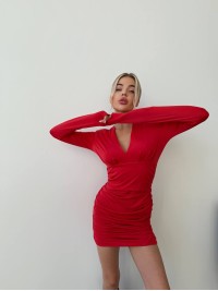 Класична вечiрня сукня мiнi червоного кольору 35737