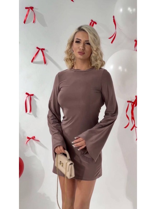 Вечірня сукня міні з вiдкритою спинкою кавового кольору 35746