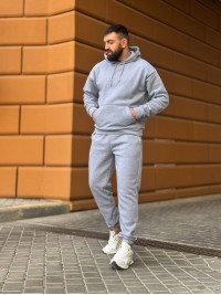 Теплий чоловічий костюм з капюшоном сiрого кольору 35748