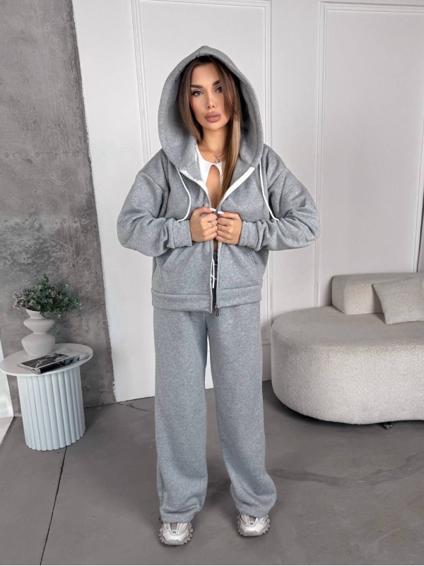 Жіночий спортивний костюм на флісi сiрого кольору 35752