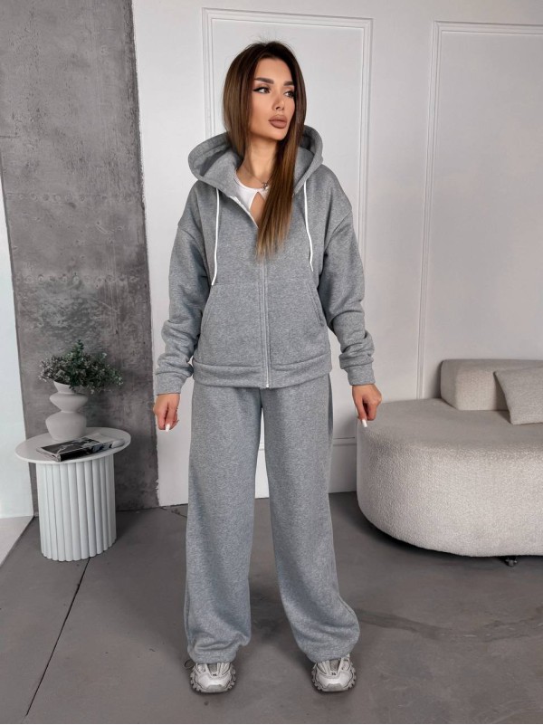 Жіночий спортивний костюм на флісi сiрого кольору 35752