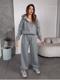Жіночий спортивний костюм на флісi сiрого кольору 35752