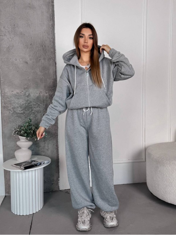 Жіночий спортивний костюм на флісi сiрого кольору 35752