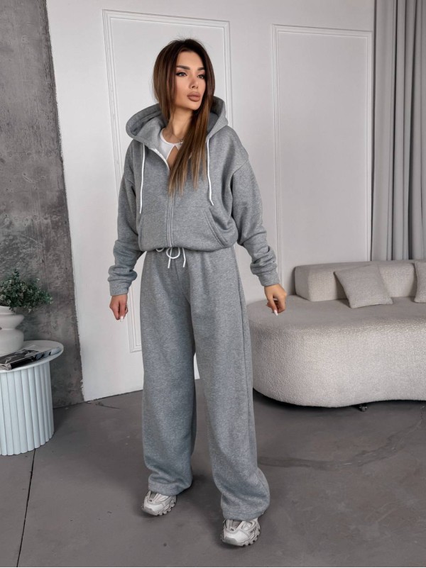 Жіночий спортивний костюм на флісi сiрого кольору 35752