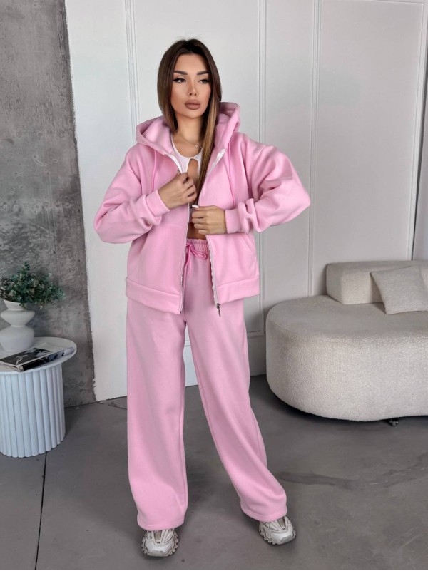 Жіночий спортивний костюм на флісi рожевого кольору 35753