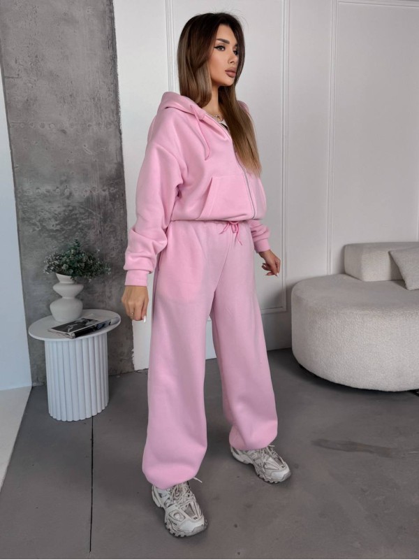 Жіночий спортивний костюм на флісi рожевого кольору 35753