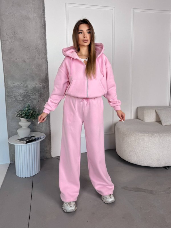 Жіночий спортивний костюм на флісi рожевого кольору 35753