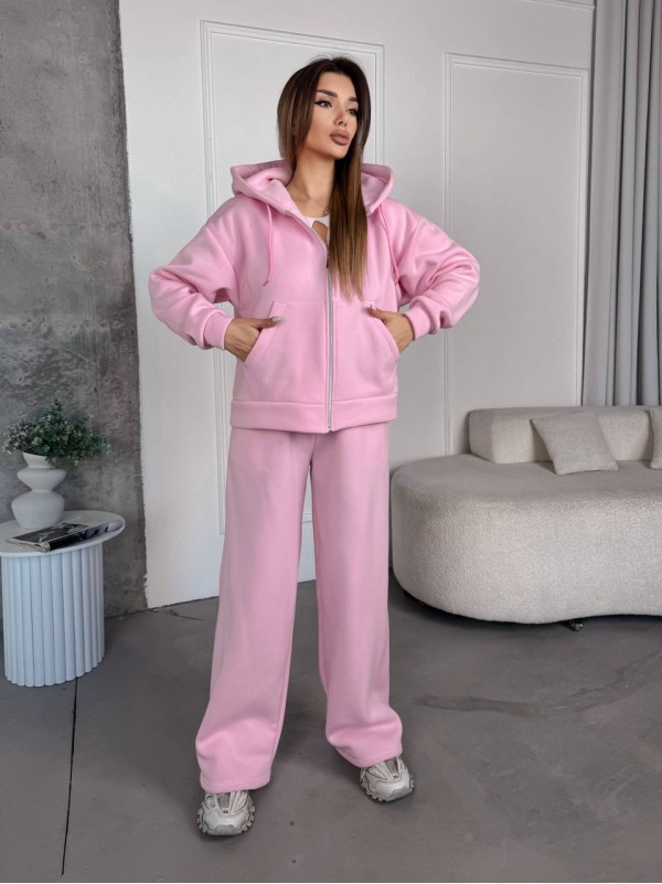 Жіночий спортивний костюм на флісi рожевого кольору 35753