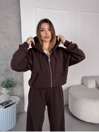 Жіночий спортивний костюм на флісi коричневого кольору 35754
