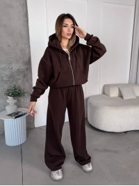 Жіночий спортивний костюм на флісi коричневого кольору 35754