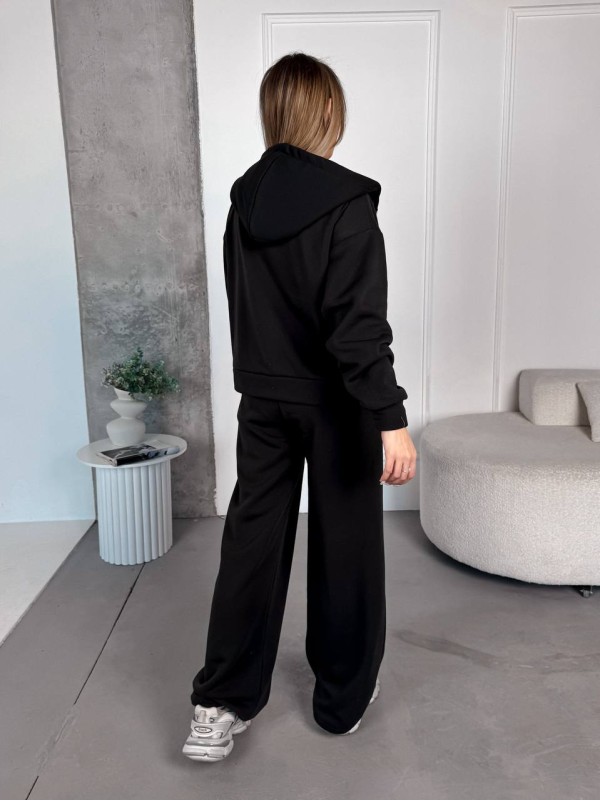 Жіночий спортивний костюм на флісi чорного кольору 35755