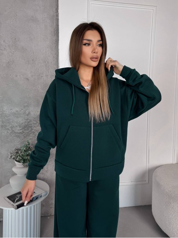Жіночий спортивний костюм на флісi зеленого кольору 35756