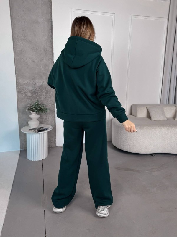 Жіночий спортивний костюм на флісi зеленого кольору 35756