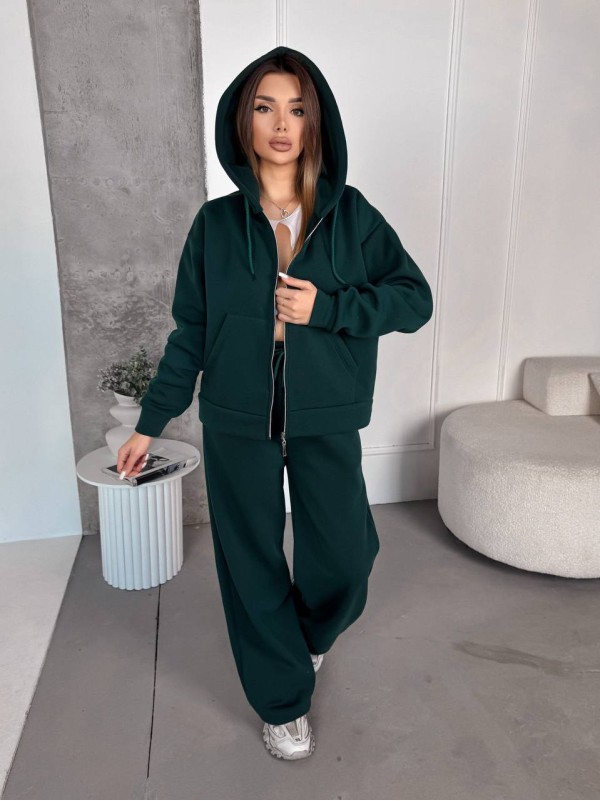 Жіночий спортивний костюм на флісi зеленого кольору 35756