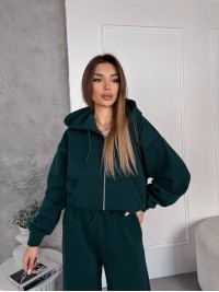 Жіночий спортивний костюм на флісi зеленого кольору 35756