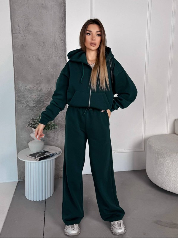 Жіночий спортивний костюм на флісi зеленого кольору 35756