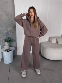Жіночий спортивний костюм на флісi кавового кольору 35757