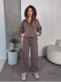 Жіночий спортивний костюм на флісi кавового кольору 35757