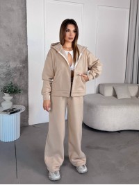 Жіночий спортивний костюм на флісi бежевого кольору 35758