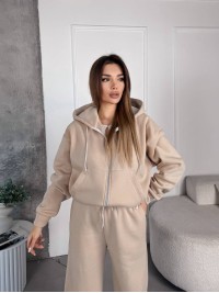 Жіночий спортивний костюм на флісi бежевого кольору 35758