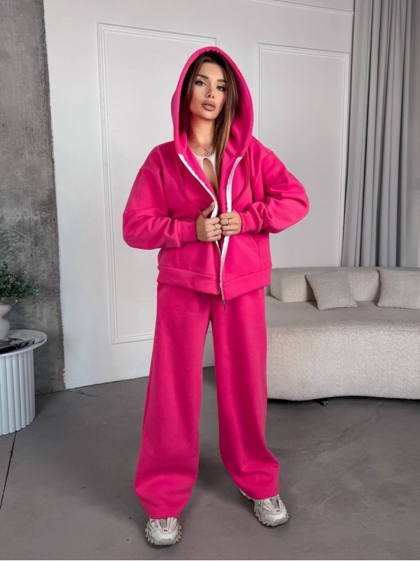 Жіночий спортивний костюм на флісi малинового кольору 35759