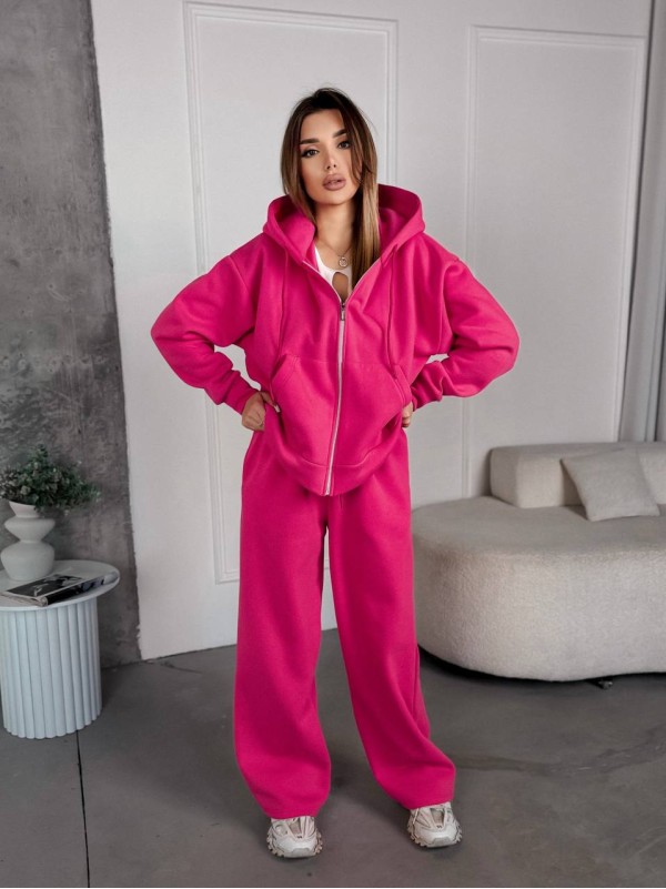 Жіночий спортивний костюм на флісi малинового кольору 35759