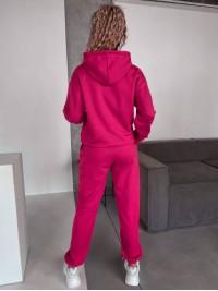Жіночий спортивний костюм на флісi з капюшоном малинового кольору 35760