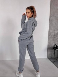 Жіночий спортивний костюм на флісi з капюшоном сiрого кольору 35763
