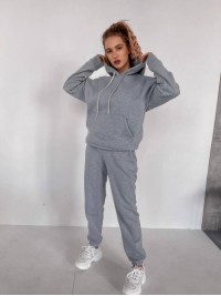 Жіночий спортивний костюм на флісi з капюшоном сiрого кольору 35763