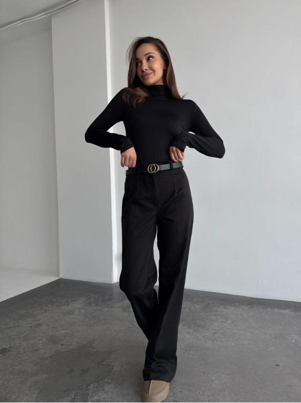 Жiночi теплi класичнi брюки чорного кольору 35773